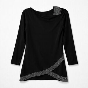 Hekka Black Long Sleeve Dress with Rhinestone Accents